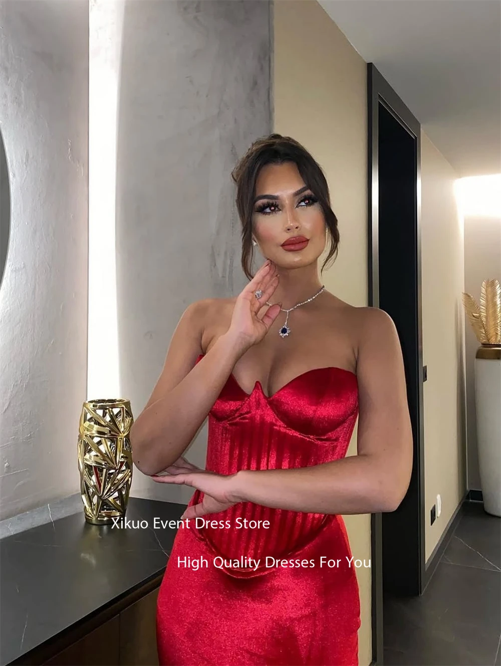 Xikuo-Vestidos De Noche elegantes hasta el suelo, escote en forma De corazón fruncido, Vestidos De fiesta De sirena lujosos, personalizados, 2026