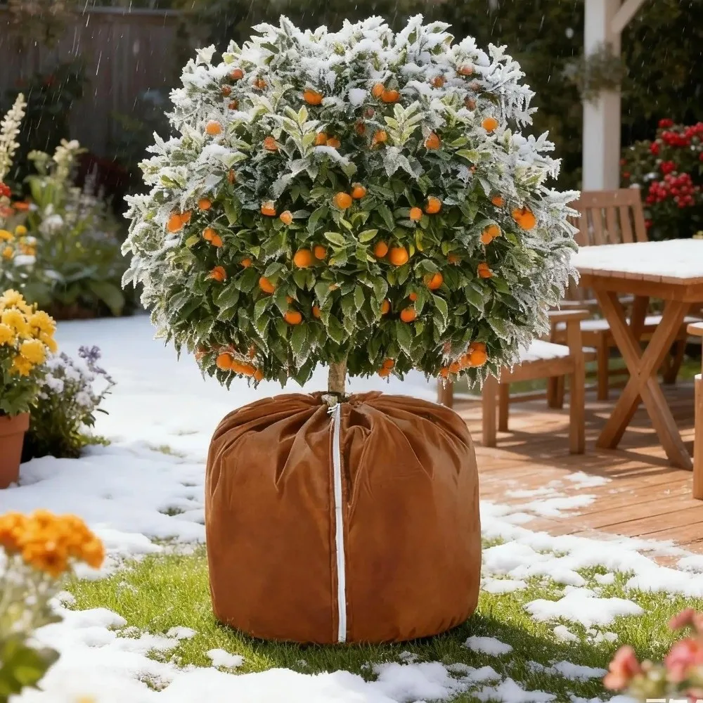 

Oxford Cloth Winter Plant Cover Waterproof With Zipper Anti-Freezing Bag Reusable Thermal Protection Pot Cover Tree Protection