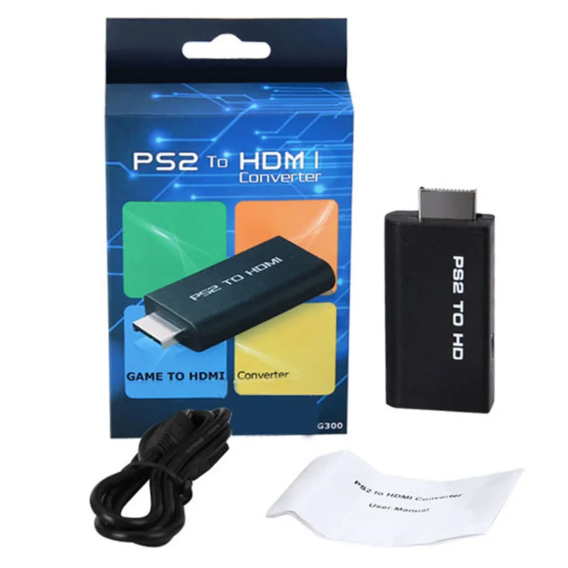 100Pcs For Sony Playstation 2 PS2 to HDMI-Compatible Audio HD Converter Adapter with 3.5mm Audio Output For PS2 Display Modes