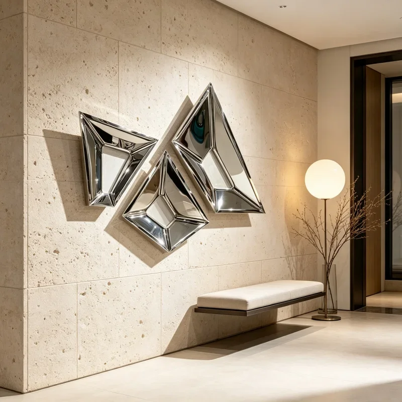 Nn Modern Simple Creative Polished Stainless Steel Wall Decoration Furniture Abstract Metal Artwork for Home Decor