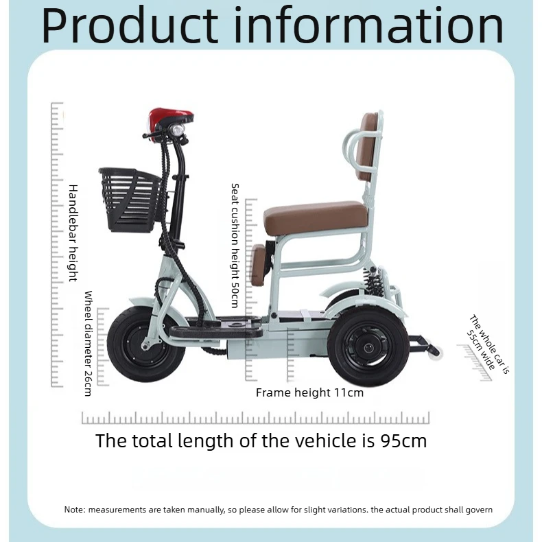 10*2.5 Wide Tire Mobility Scooter Energy-saving 500W Front Hub Motor 3Wheel Scooter For School Pick-up Grocery & Leisure Outings