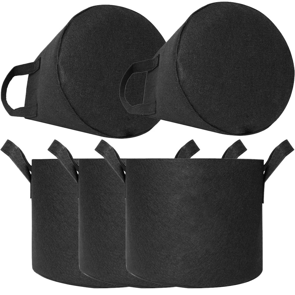 

5pcs Non-woven Bag Foldable Grow Bags 5 Gallon Nursery Pouch for Garden Grow Bags 5 Gallon Vegetable Planter Container