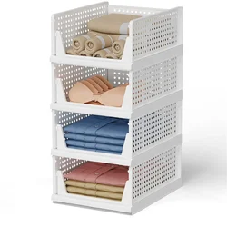 Folding Wardrobe Storage Box, Stackable Plastic Drawer Basket, Storage, Space Saving, Household Use, Small Item Storage