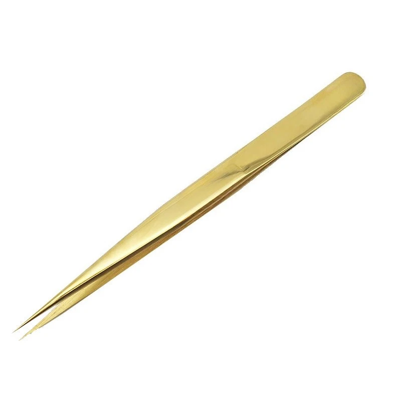 Ultra Precision Titanium Plated Tweezers Anti-slip Fine Tip Clamp Professional Watchmaker Clock Repair Hand Tool