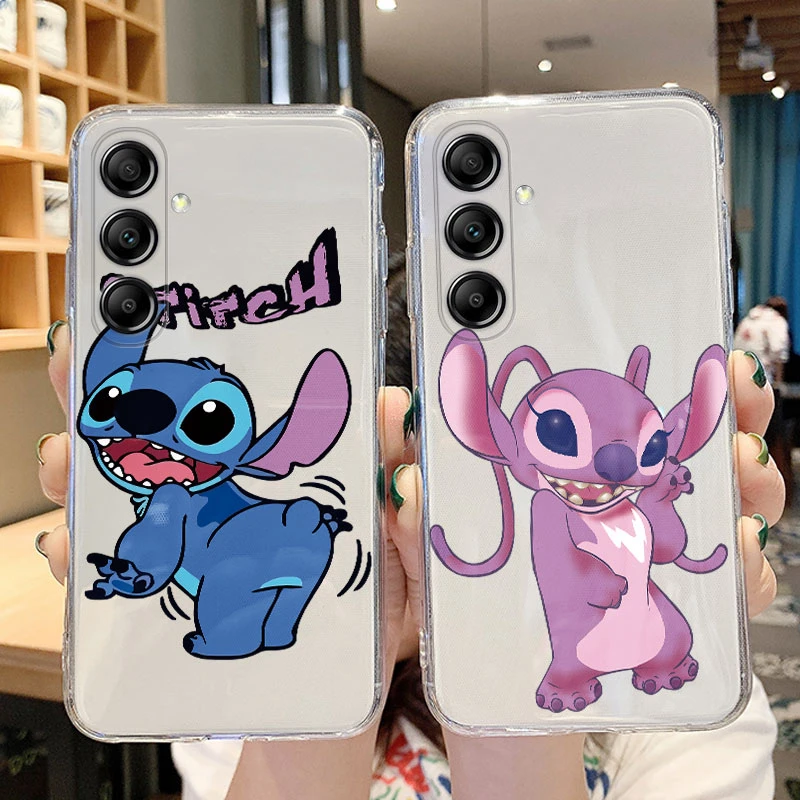 For Samsung Galaxy A25 A55 A35 5G Phone Case Stitch The Baby Silicone Cover For Samsung A25 Soft Bumper Transparent Cute Cartoon