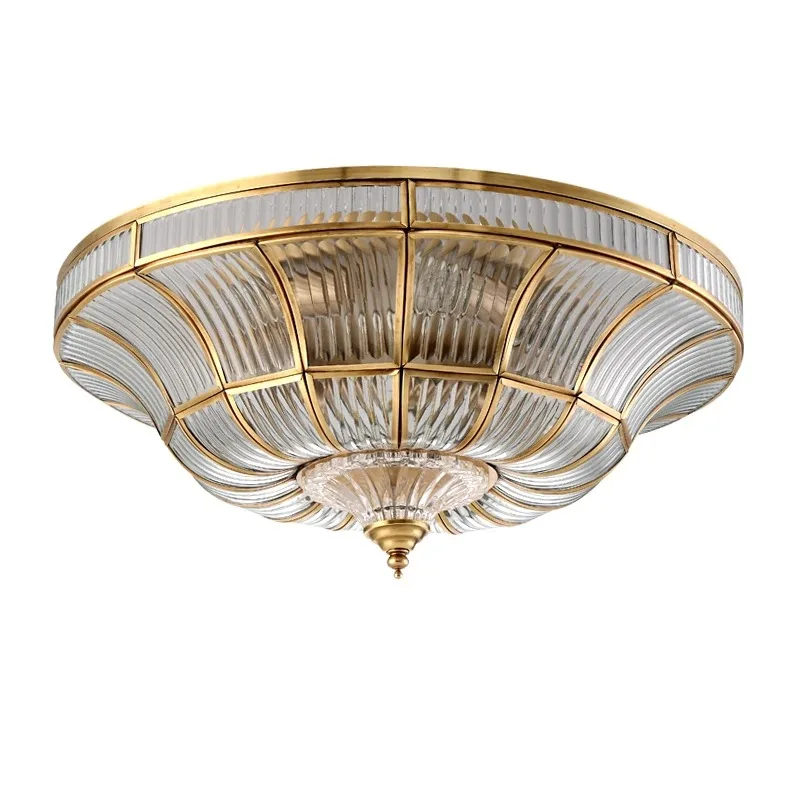 Nordic Copper Glass Circular Ceiling Lights Aisle Restaurant Bar Living Room Bedroom Study Hotel Household LED Lighting Fixtures
