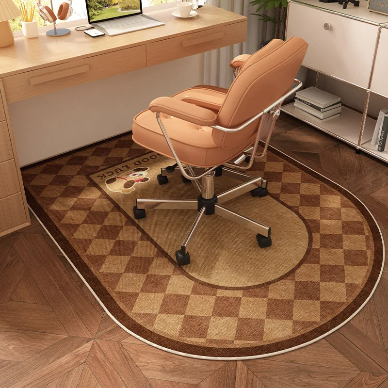 VIKAMA Antique-Style Arched Crystal Velvet Carpet For Study Room Computer Chair Protection Mat Easy To Clean Good For Home Decor