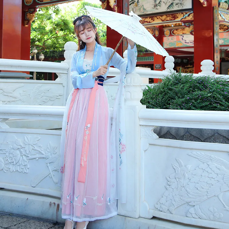 فستان نسائي تقليدي وردي من Hanfu لعام 2022 زي صيني قديم جميل للرقص Hanfu أصلي رداء للأميرة تانغ سلالة