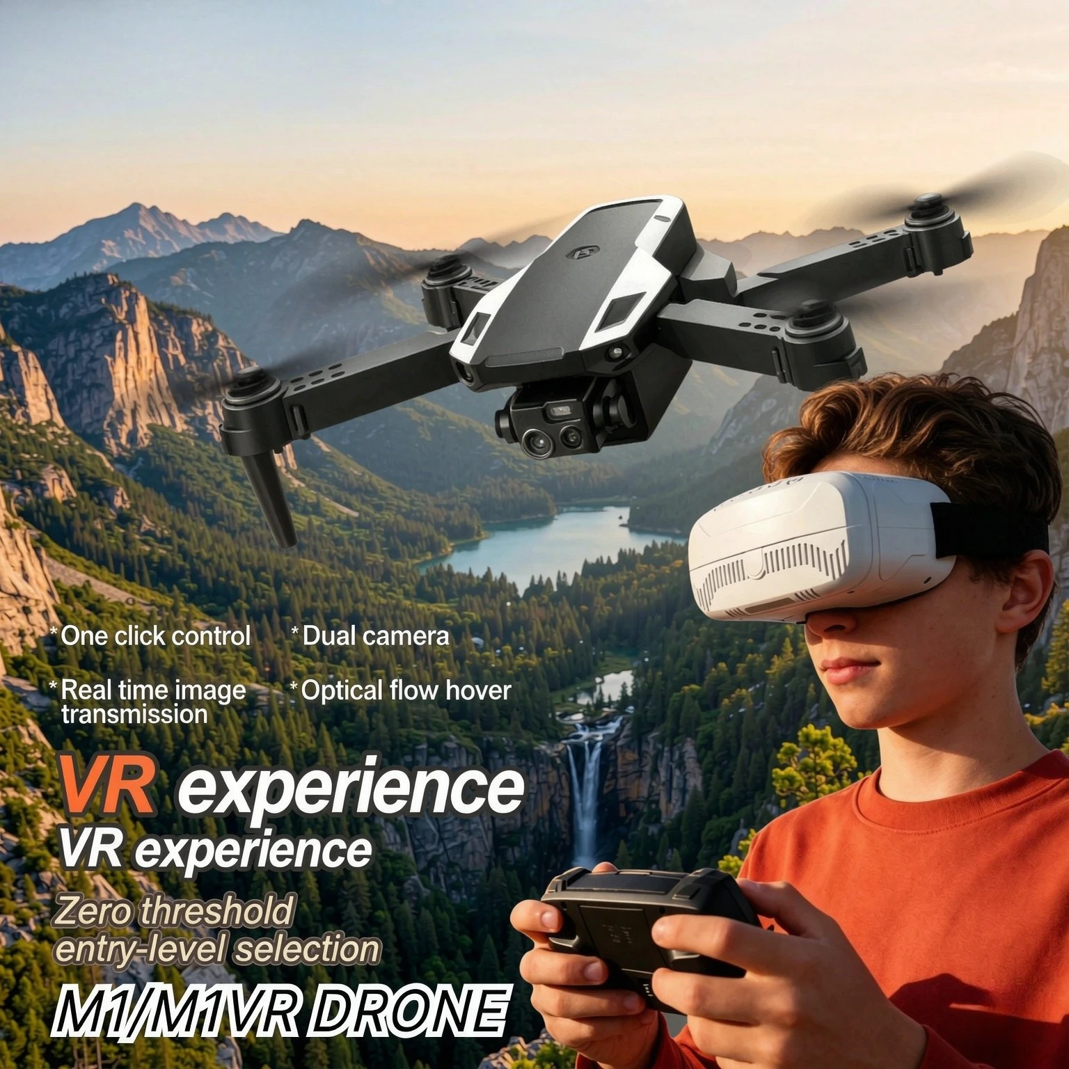Drone Rc Foldable - โดรน GPS M1/M1VR แบบพับได้ พร้อมกล้อง 4K