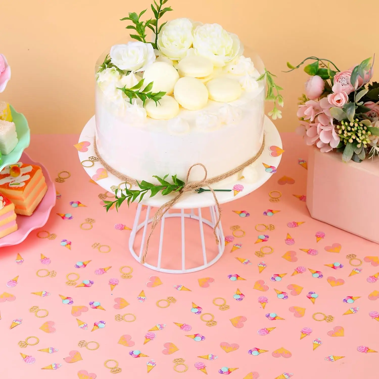 ديكور دش الزفاف الآيس كريم، قصاصات دش الزفاف الآيس كريم للطاولة، لقد تم مغرفة لوازم حفلات الزفاف