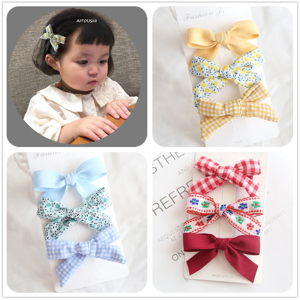 

3per Set, Cute Children's Headwear, Lovely Hair Clips, Baby Hair Accessories, Full Coverage Fabric, Bows for Girls