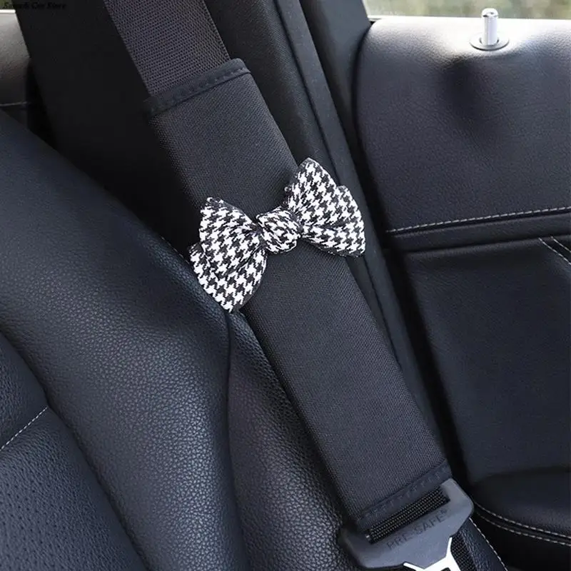 Universal Car Safety Belt Cover Sweet Bow Black Seat Belt Cover Shoulder Strap Covers  Protector Pad Auto Accessories