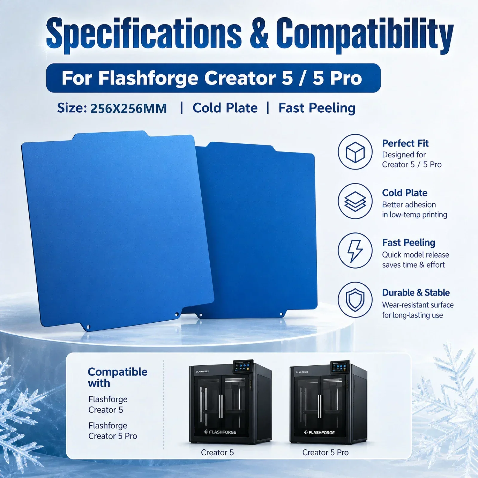 For Flashforge Creator 5 Cold Plate Double Sided Build PlateSpring Steel Hot Bed for Flashforge Creator 5 5 Pro 3D Printer Parts