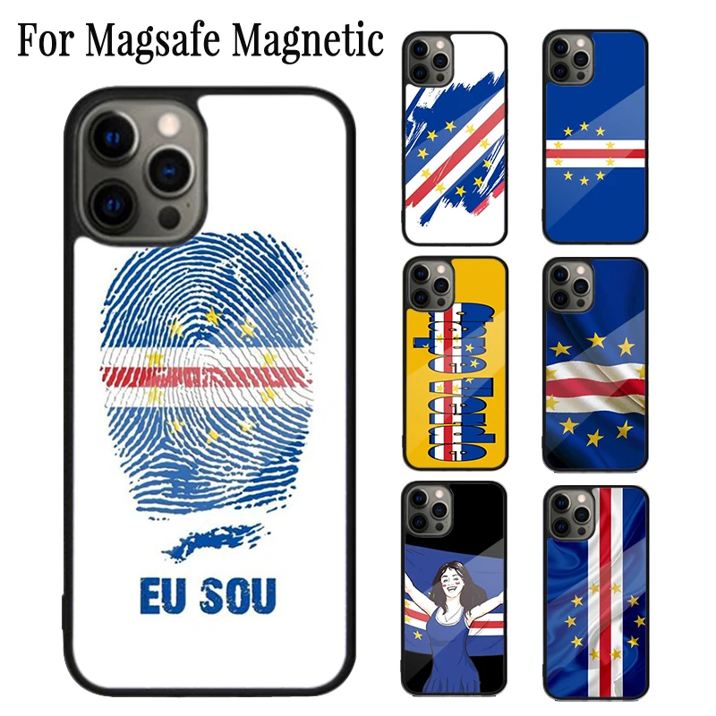 كيب فيردي العلم معطف الأسلحة المغناطيسي جراب هاتف كوكه آيفون 17 الهواء 16e 15 14 زائد 13 12 11 برو ماكس Magsafe شحن غطاء #1