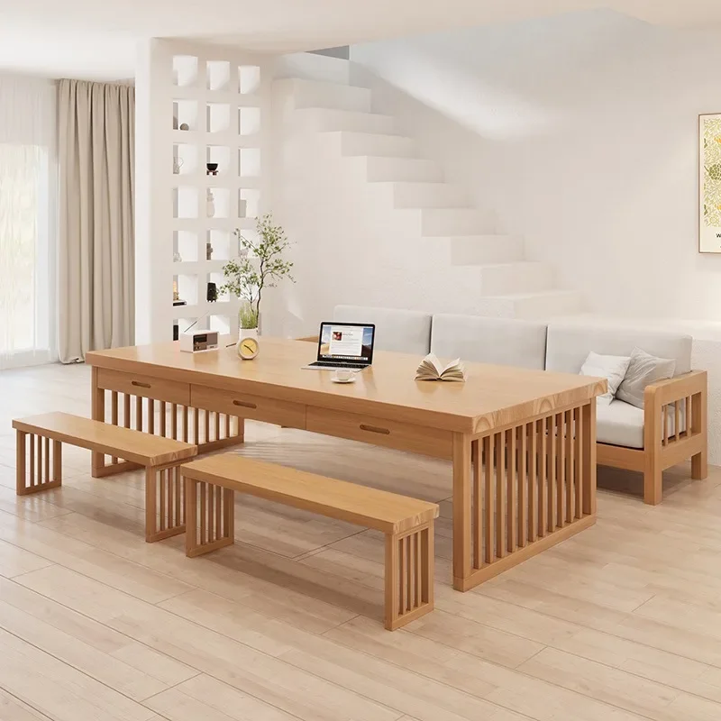 Living room large long desk solid wood double ren's learning modern home workbench hand writing log long table