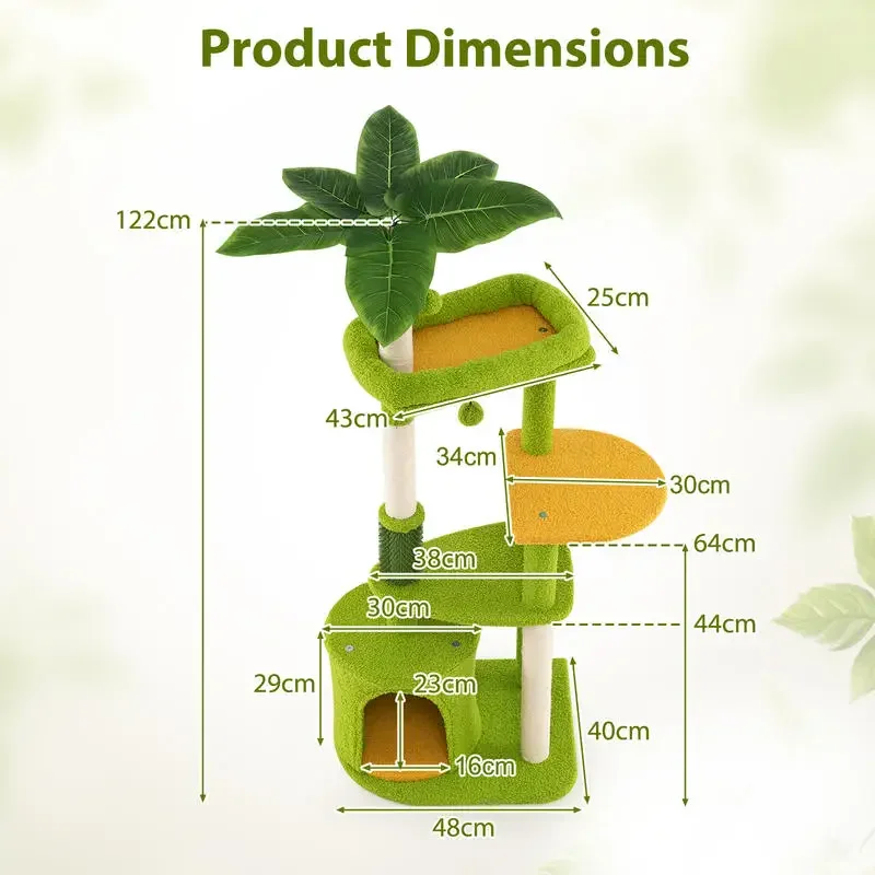 

Cute Cat Tree for Adult Cats Multi-level Kitty Tower-Green
