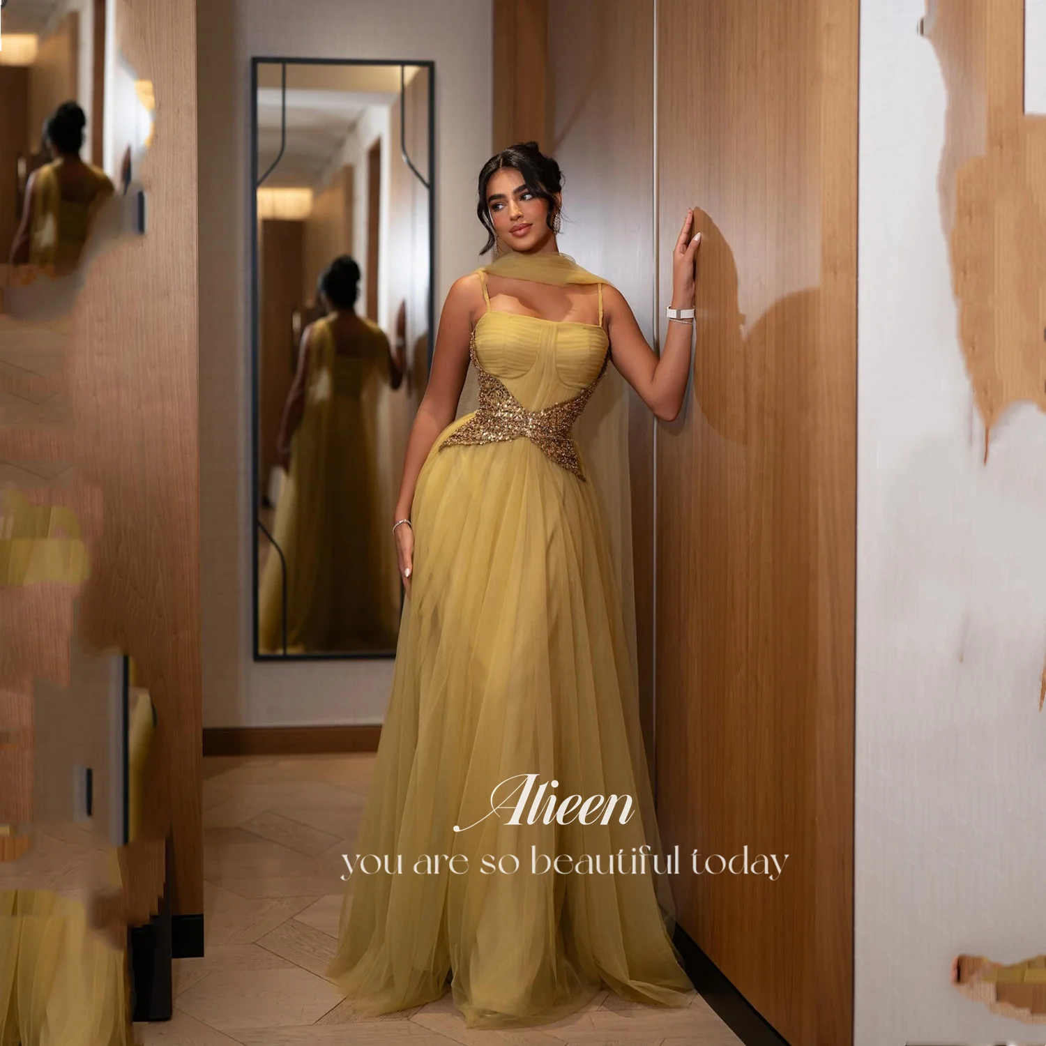 Aileen Abiti da donna personalizzati per occasioni speciali Abiti da festa Abito da ballo a trapezio Scialle Abito da sera da donna con paillettes