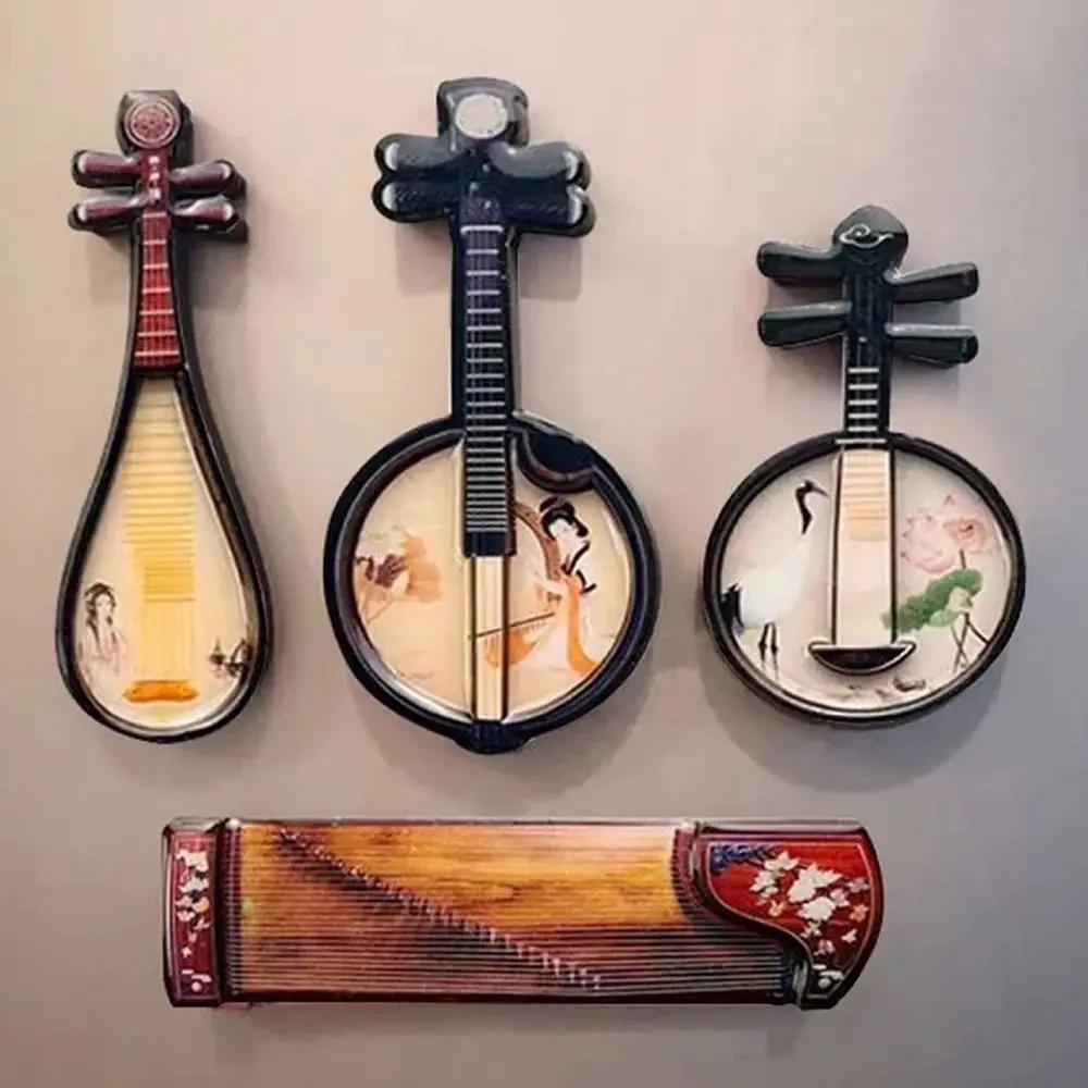 1/6 1/12 Dollhouse Musical Instruments Wood Multicolor Chinese Classical Instrument Courtesan Pattern Photo Props