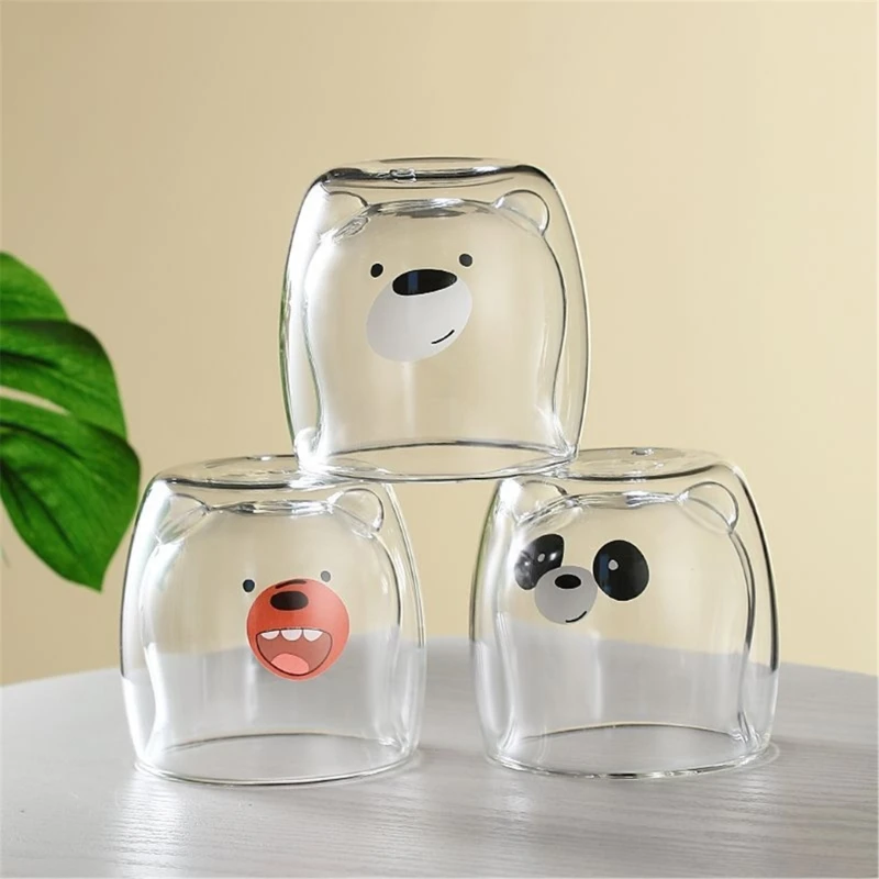 

Double Layer Glass Cup Animal Drinking Cup Glass Water Cup Glass Material Suitable for Hot and Cold Drinks