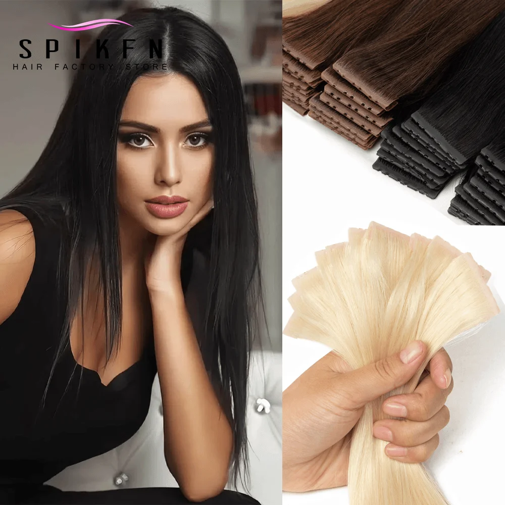 

Double Inject PU Skin Weft Hair 4cm Width Twin Tabs Human Hair 12" 16" 20" 24" Pull Through Micro Beads Hair Extensions 10pcs