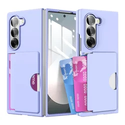 Wallet Card Holder Phone Case for Samsung Galaxy Z Fold 6 Fold6 ZFold6 5G Shockproof Hard PC Shell Protective Cover