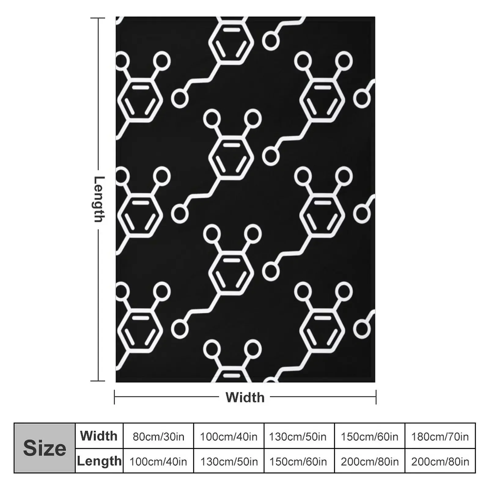 Big White Dopamine Molecule Pattern Throw Blanket Vintage Decoratives for sofa Stuffeds Blankets