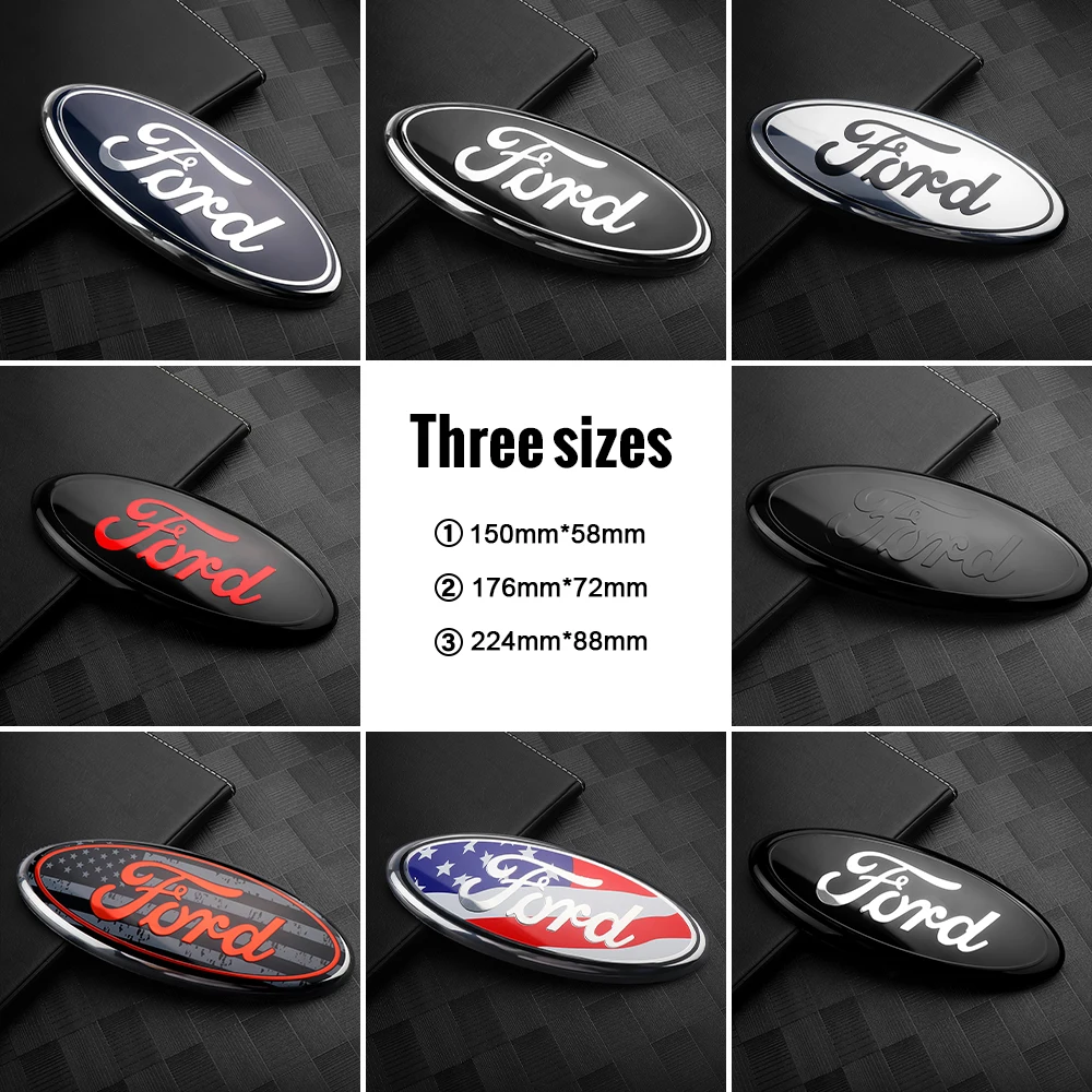 12.5x5cm ABS Car Front Hood Trunk Tail Sticker Ford Letter Front Grille Emblem Badge Car sticker Logo Decals For Ford focus