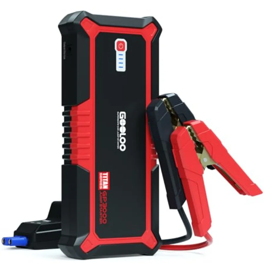 

Upgraded GP3000 Jump Starter for cars lithium black 3000A peak portable USB Quick Charge Type-C SuperSafe up to 9L gas or 7L di