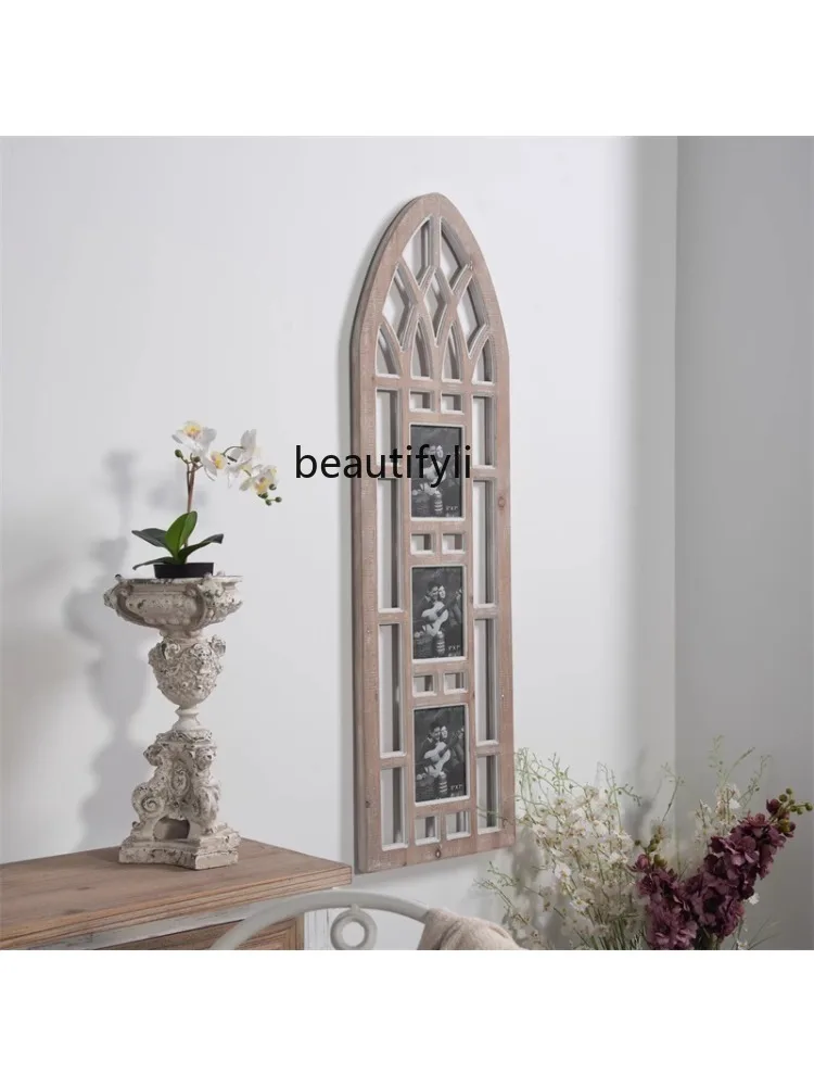 American Style Retro Creative Arch Wall Decoration  Photo Frame Photo Wall Company Living Room Wall Solid Wood Picture Frame