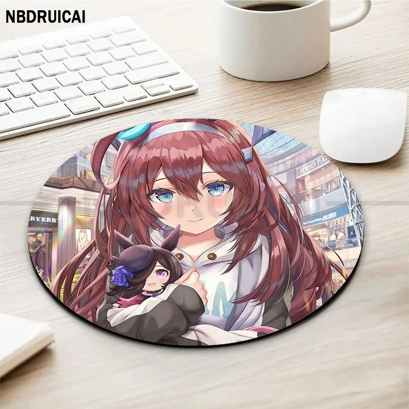 Uma Musume ładne Derby okrągłe, niestandardowa, pogrubiona podkładka pod mysz, duża klawiatura do gier, zestaw akcesoriów do mata na stół, mata do pulpitu