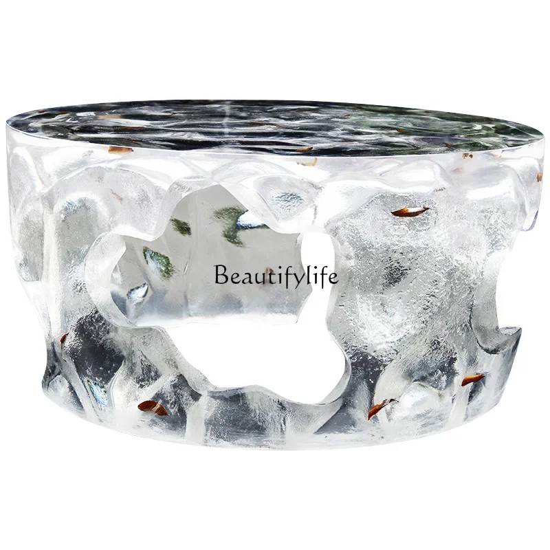 

FG52Living room transparent water ripple coffee table light luxury small round high-end art resin table