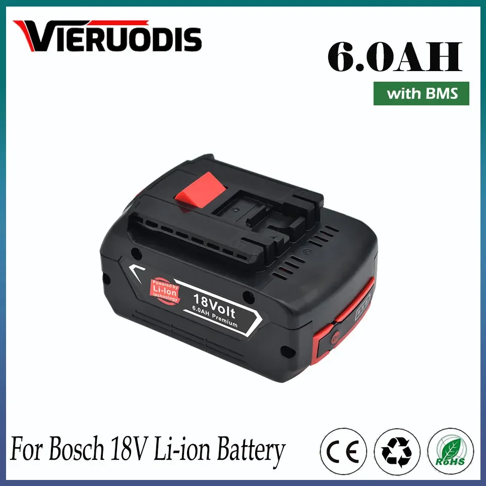 

For Bosch 18V 6000mAh Rechargeable Lithium Ion Battery for Bosch 18V Backup Battery Portable Replacement GBA GSR GSB BAT609