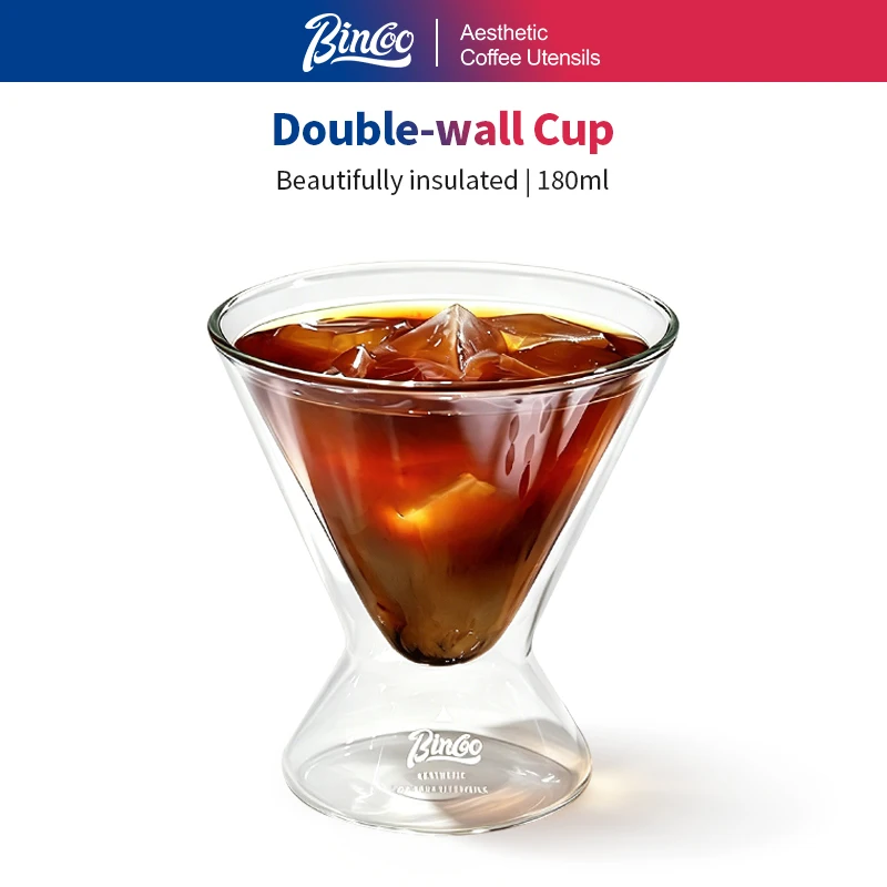 

Bincoo Double Wall Thermal Insulated Hourglass Glass Coffee Cup for Hot Drinks Anti-Scalding Handled Mug for Tea Latte Milk