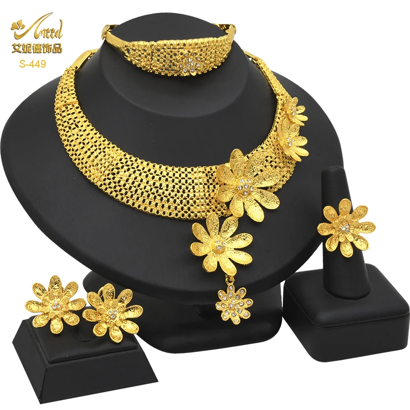 ANIID Jewelery Set 2022 Big Necklaces Chunky Moroccan Jewlery Bohemian Jewelry Dubai Gold Color Hoop Earrings Statement Nigeria