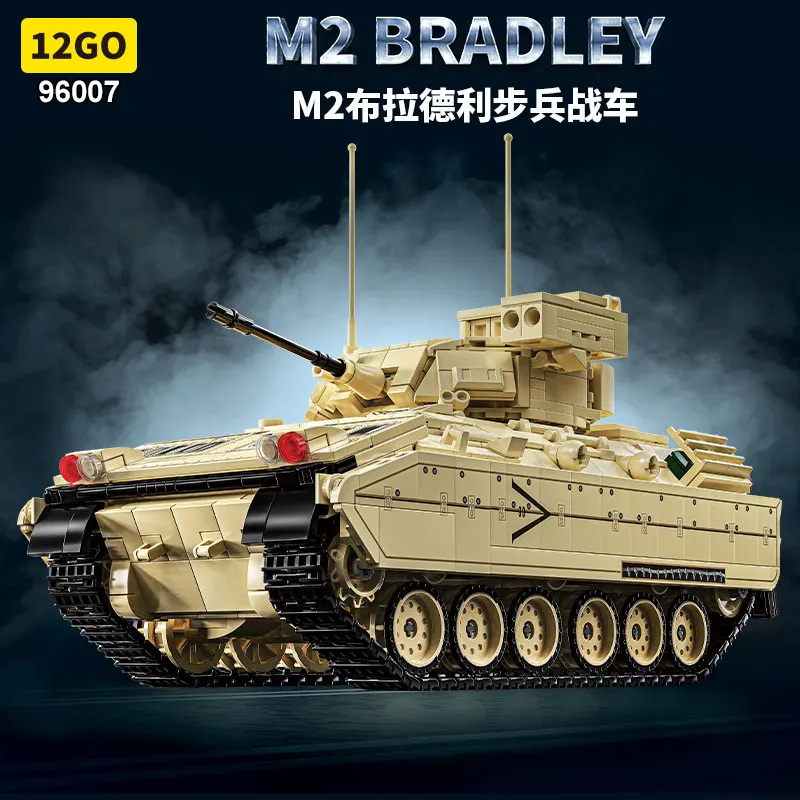 

1862PCS US Military M2 Bradley Infantry Fighting Vehicle Building Blocks Armored Transport Car Model Gift For Hobby