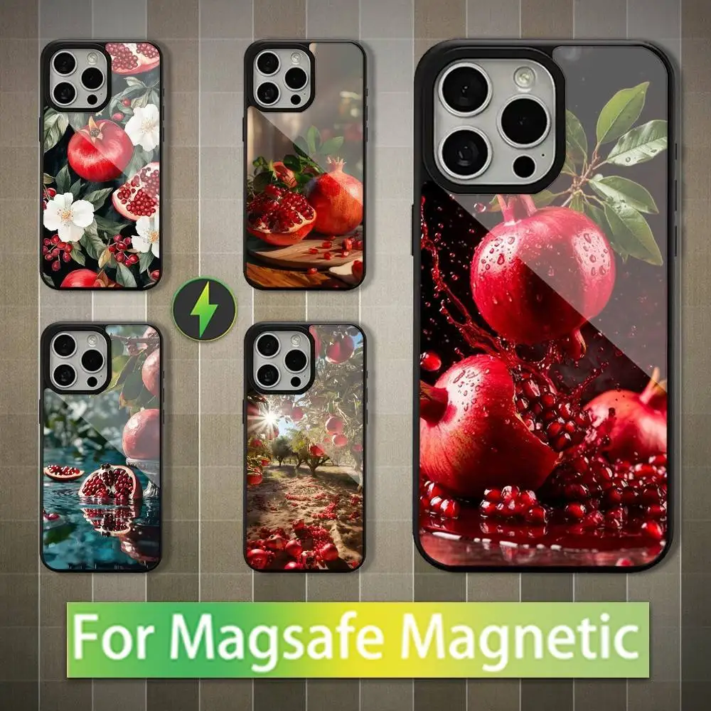 

Fruit Art Pomegranate Phone Case For iPhone 16,15,14,13,12,11,Pro,Max,Plus,Mini,Magsafe,Magnetic Wireless Charging Case