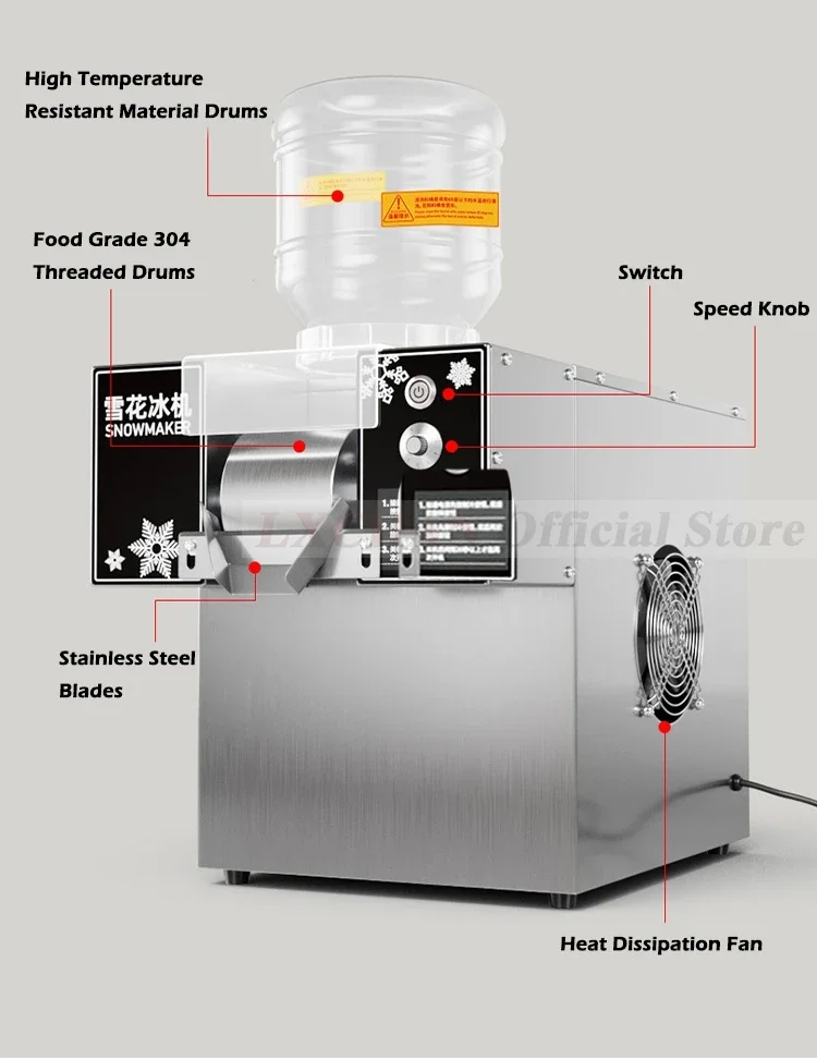 HomeWise 120KG/24H Coreano Fiocco di Neve Macchina Per Il Ghiaccio Commerciale Heavy Duty Piccolo Latte Mango Bingsu Rasoio Frullato Frantoio 110V 220V