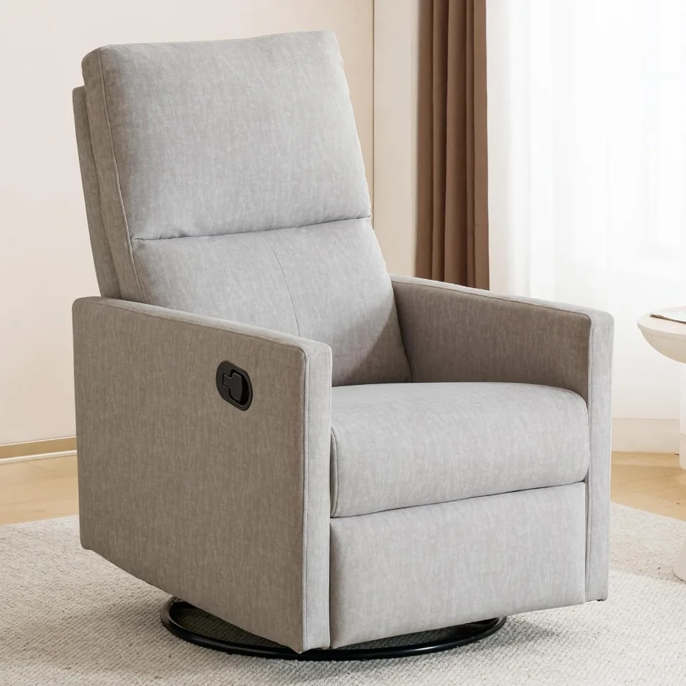 Recliner Chair for Adults, Rocker Nursery Glider Chair for Living Room Bedroom, Upholstered Fabric Reclining Single Sofa Chair