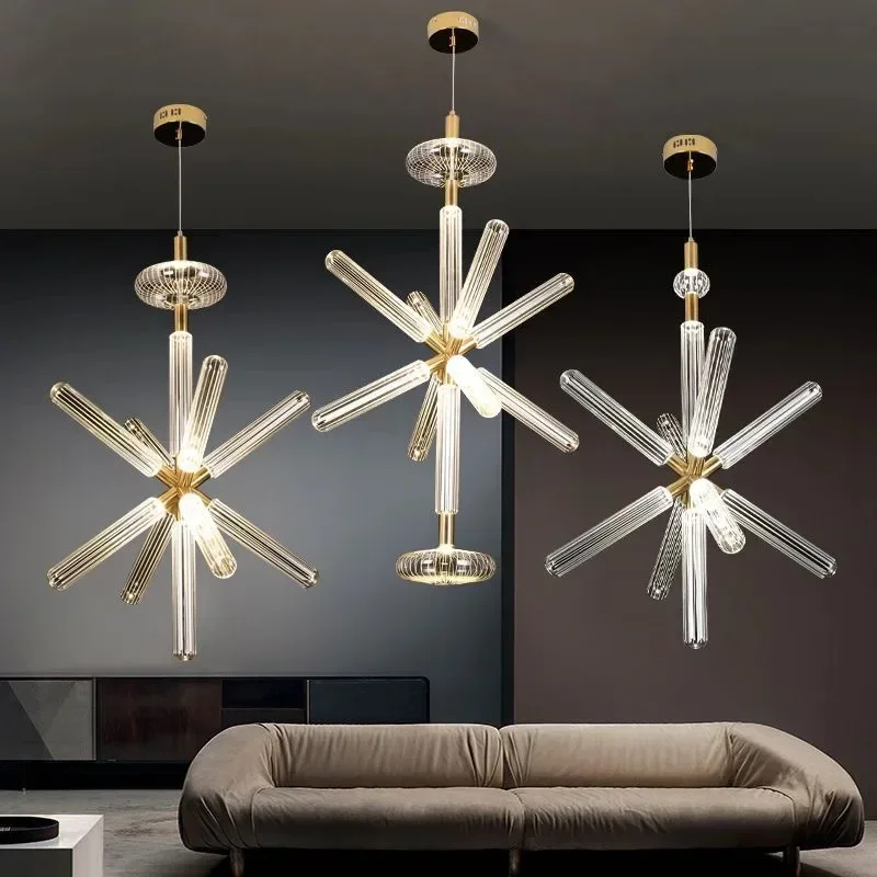 Nordic Snowflake Glass LED Pendant Lamp,Spherical chandelier Dining Living Room Bedroom Bedside Lustre Decoration Hanging Light