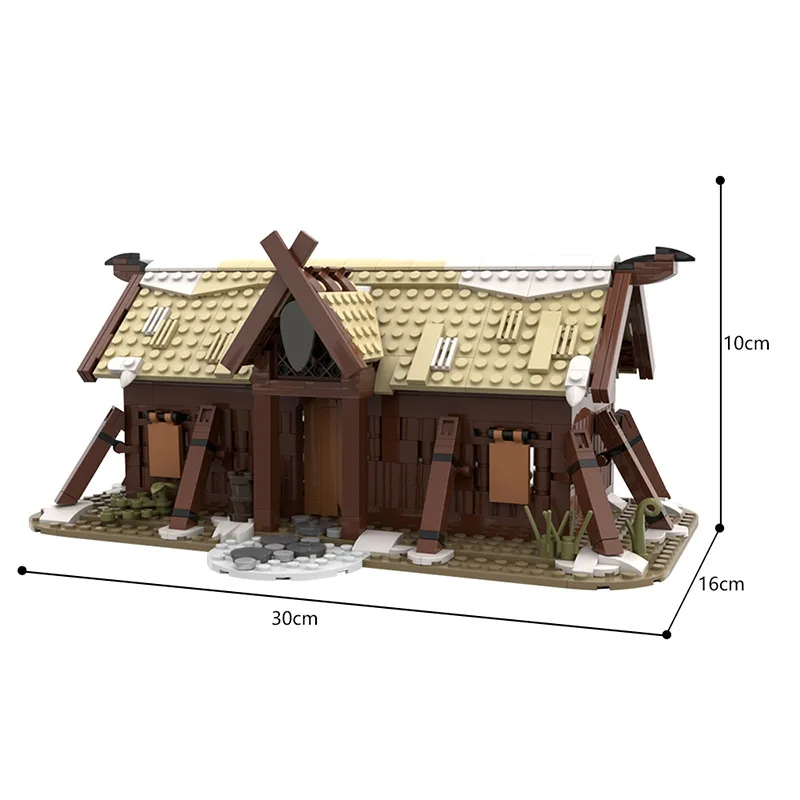 MOC-102557 Médiéval Hiver Viking Village Maison Modèle Mead Hall Construction nuits Kit DIY Jouets pour Enfants Cadeau D'anniversaire 641 PCS