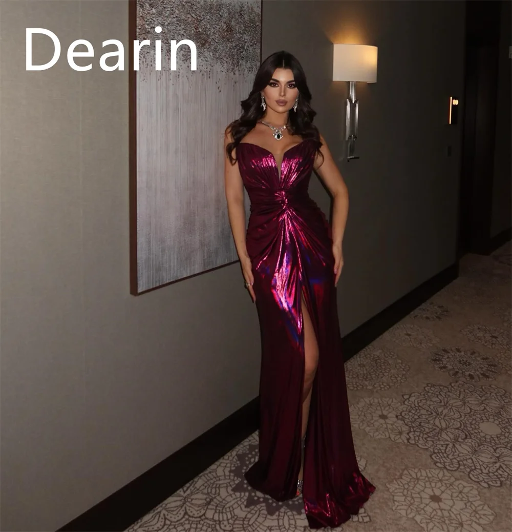 Customized Formal Gown Women Evening Dearin V-neck Column Floor Length Skirts Vertically Bespoke Occasion Dresses Prom Dress