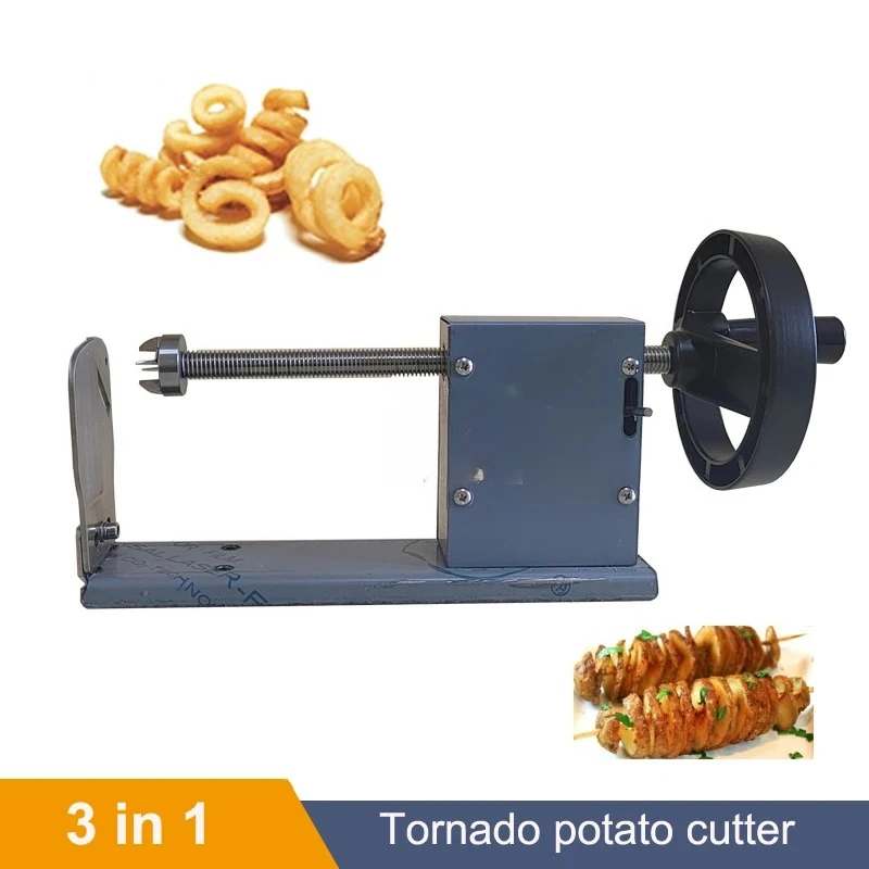 Multifunction 3in1 Tornado Potato Cutter French Fries Slicer Spiral Potato Cutting Machine Manual Stainless Steel Potato Twister