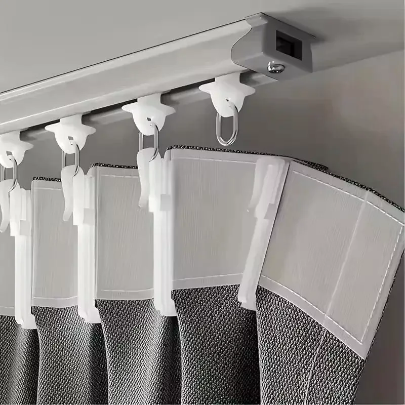 50PCS Curtain Hanging Hooks Ring Window White Plastic Thickened Adjustable Height Curtain Hook For Home Curtain High Quality