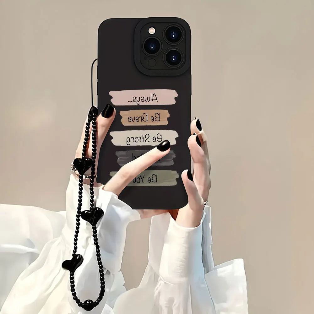 With Strap Phone Cases For Samsung Galaxy S26 S21 S24 S25 S23 S22 Ultra Plus FE A56 A35 A54 A26 Soft TPU Motivational Text Cover