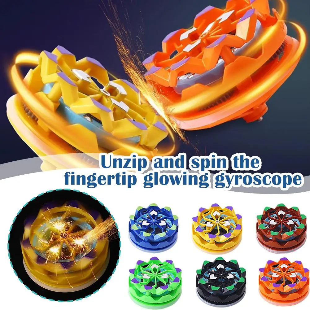  Fingertip Gyroscope Stress Relief Artifact Toy Spinn Rotating Toys Luminous Delivery Gyroscope Effect Boys' Random E4K4