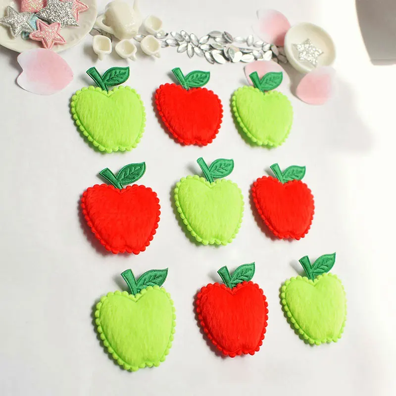 40 Stück Cartoon-Apfel-Filz-Applikationen zum Aufnähen für DIY-Haarspangen, Puppenkleidung, Dekorationspatches – Stoffzubehör – Detail 4