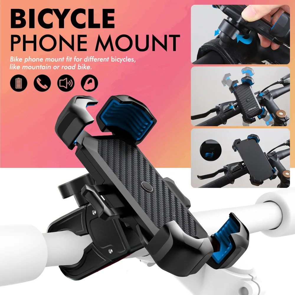 Motocycle Phone Holder 360° View Universal Bicycle Phone Holder for 4.7-7 inch Mobile Phone Stand Shockproof Bracket GPS Clip