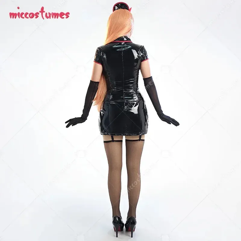 

25COSMiccostumes женский мощный косплей костюм сексуальный черный наряд медсестры с шляпой и перчатками