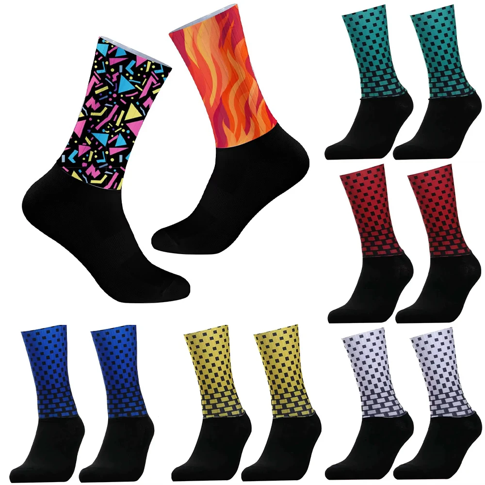 

Клетчатые велосипедные носки до середины икры. Удобные дорожные велосипедные носки. Носки для горного велосипеда. Гоночные носки.