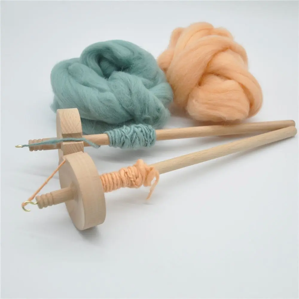 DIY Craft Storage tools Wool Beginners Drop Spindle Handmade Whorl Yarn Spin Solid Wooden